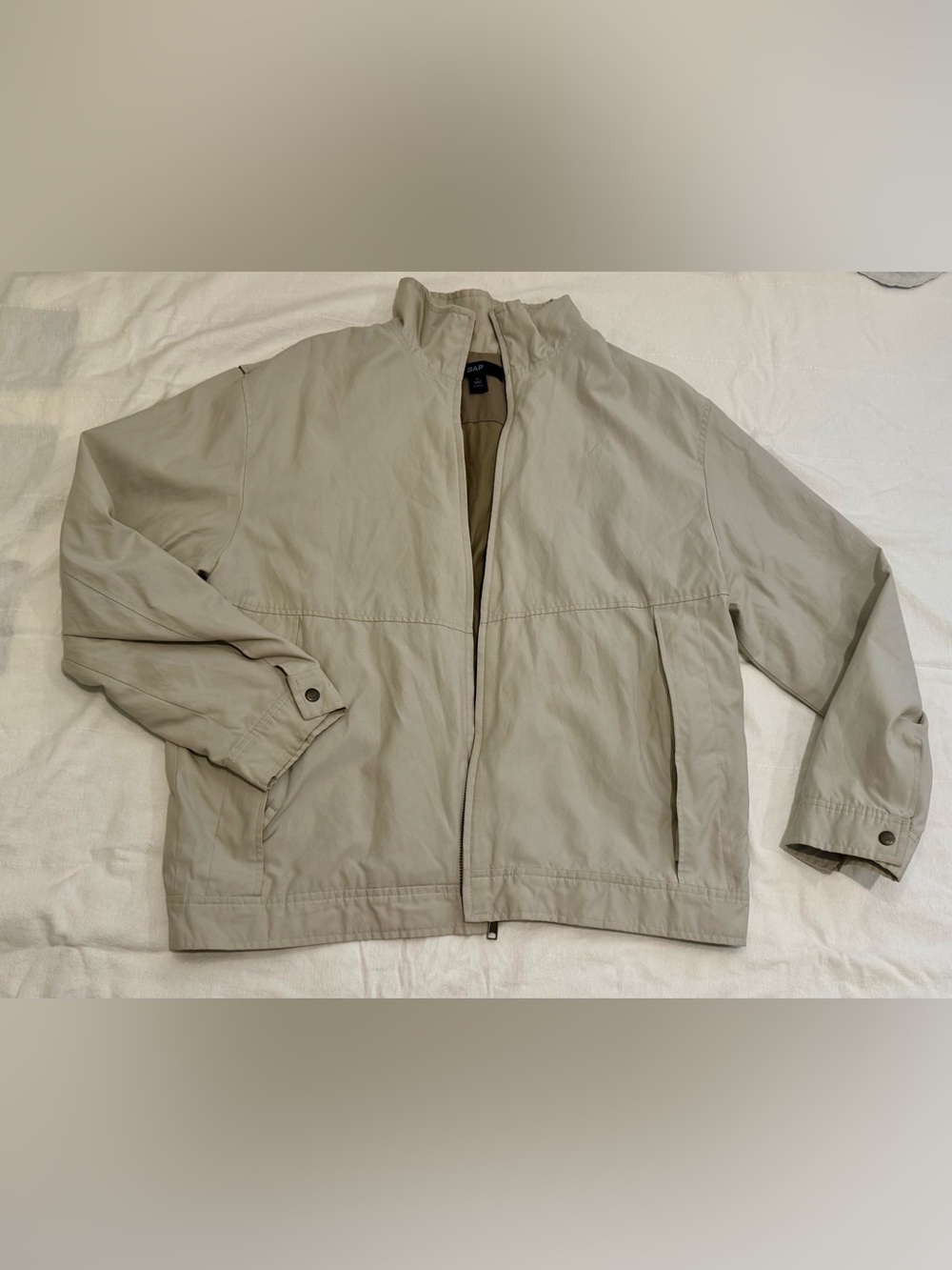 Vintage OLD GAP Jacket XL Beige Tan Utility Zip Lined Y2K Made Korea